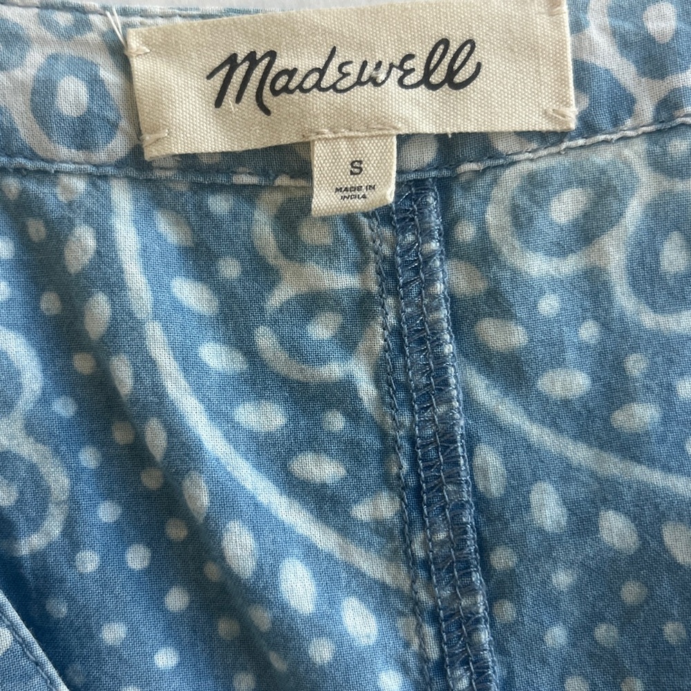 Madewell Bubble Sleeve Button Front Mini Dress - Picture 5 of 6